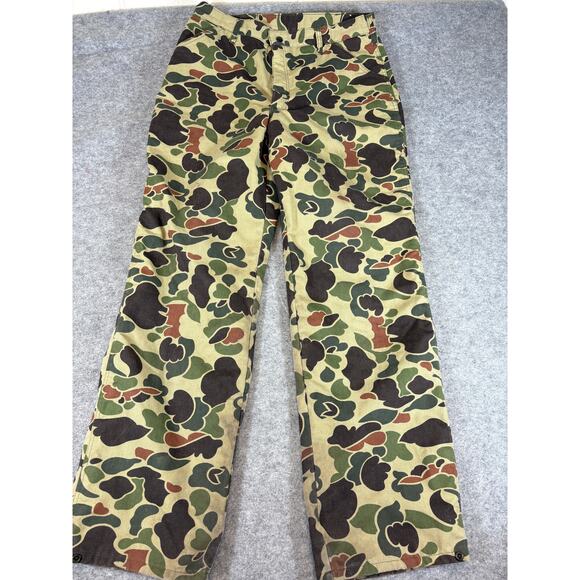 Vintage 80s Duck Camo Snow Pants Mens 32x31 Brown Insulated Thinsulate Outdoor - Picture 1 of 6
